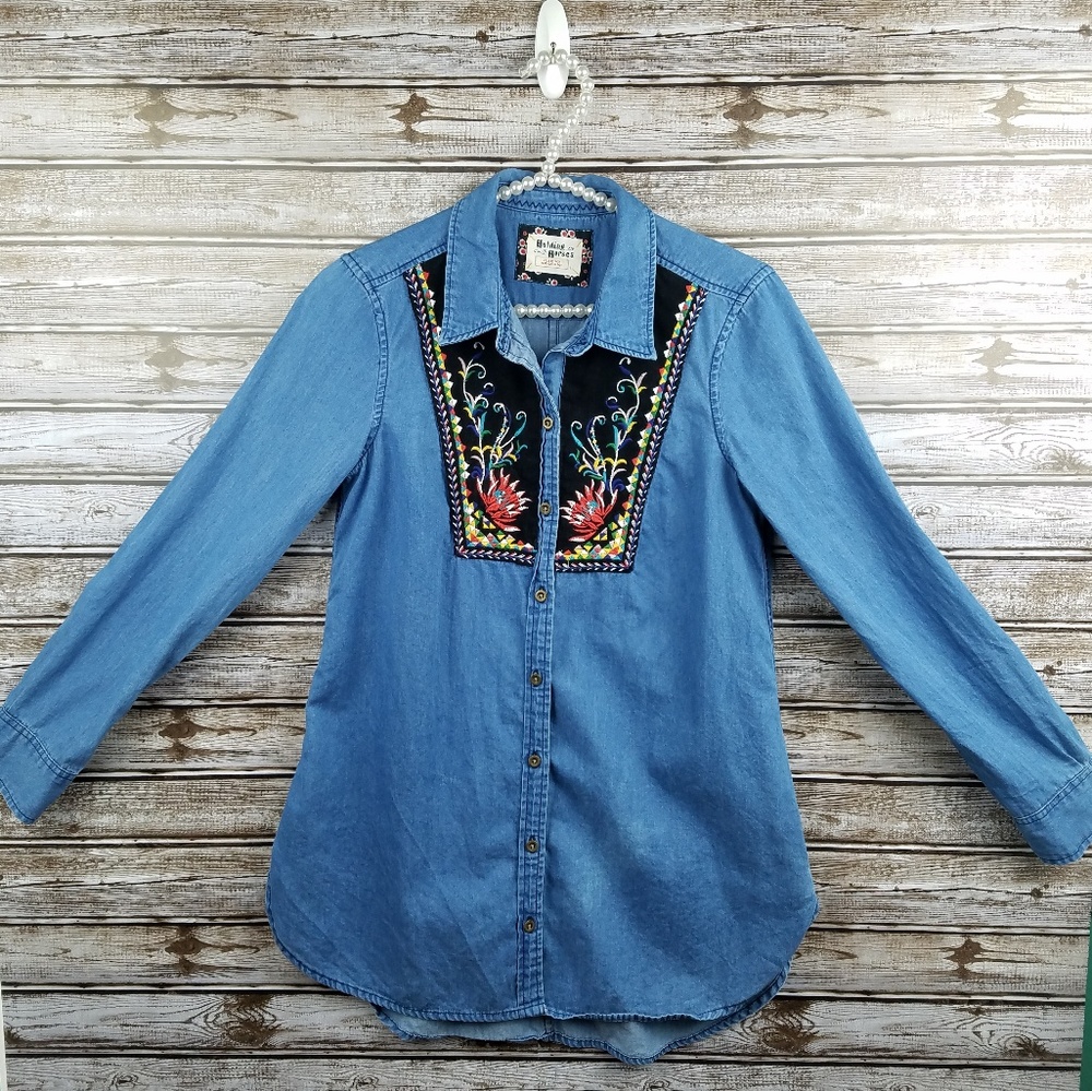 Anthropologie Holding Horses button jean top